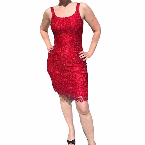 Red Lace Dress size M - Picture 3 of 8